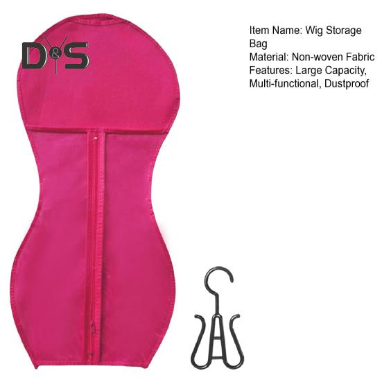 Non-woven Fabric Wig Storage Bag with Hanger Hair Extension Accessories Holder Portable Travel Dust-proof Zipper Wig Organizer Pouch
