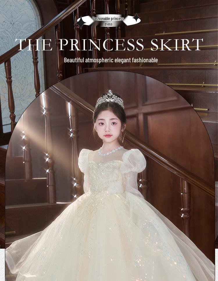 Girls' High-End Princess Dress for Flower Girl or Birthday & Piano Performance
