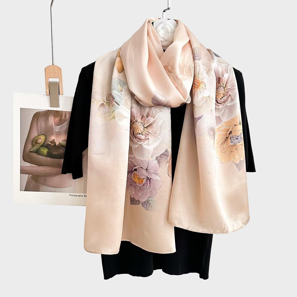 100% Pure Real Silk Scarf Women Neck Shawls Wraps Foulard Scarves Pashmina Female Hijab Bandana Kerchief Luxury Schals Bufandas