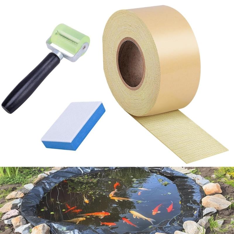 Pond Liner Seam Tape Adhesive Double Sided Butyl Pond Seam Tape for EPDM Pond Liners Waterproof Sealing Tape