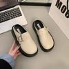 British style heightened platform Boken bag head slippers women 2025 new spring one-pedal small leather shoes half slippers women