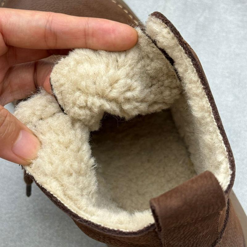 Johnature Retro Genuine Leather Short Boots Wide Toe Lace Up Cowhide Soft Sole Women's Boots