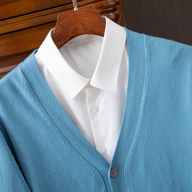 Men's Classic V-Neck Single-Breasted Korean-Style Loose Knit Cardigan Sweater
