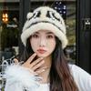 Winter Mink Hair Lion Hat Female Cute Fashion Plush Knitted Hat Tiger Head Fur Hat Bucket Hat