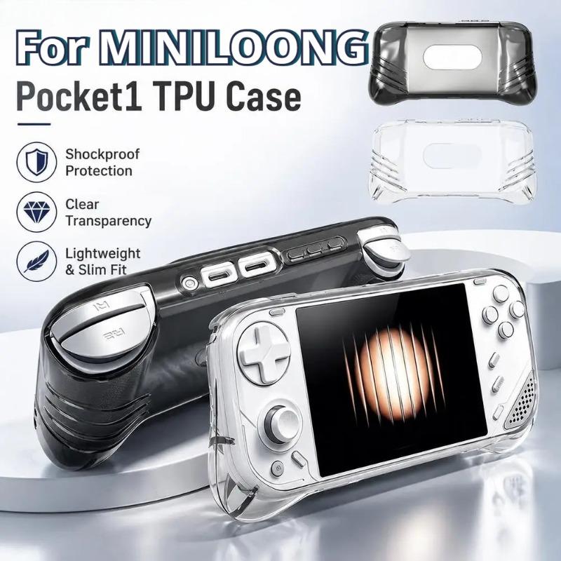 Transparent TPU Protective Case For MiniLoong Pocket 1 Handheld Game Console Ergonomic Grip Shell Protector Game Accessories