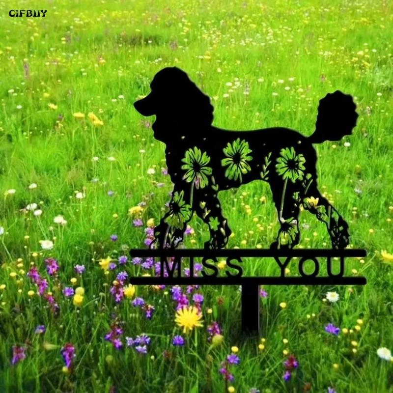 Metal Memorial Plaque for Poodle Elegant Garden Decor Anticorrosion Coated