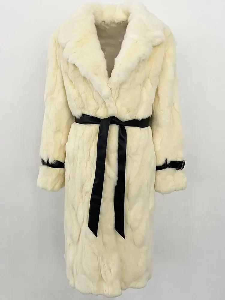 OFTBUY 2024 Winter Warm Plush Fur Top Women Jacket Long Real Fur Natural Rabbit Fur Coat Fashion New Style Can Be Customized