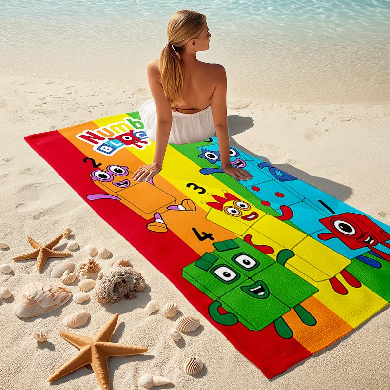 Beach Towel with Numberblocks7 Pattern - soft,absorbent,machine washable Lightweight&Modern,swimming,Travel Essentials