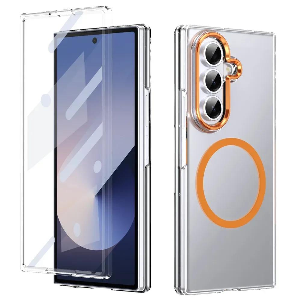 Ultra Transparent Magsafe Wireless Charge Phone Case For Samsung Galaxy Z Fold 7 6 5 4 3 5G Screen Protect Hard Shockproof Cover