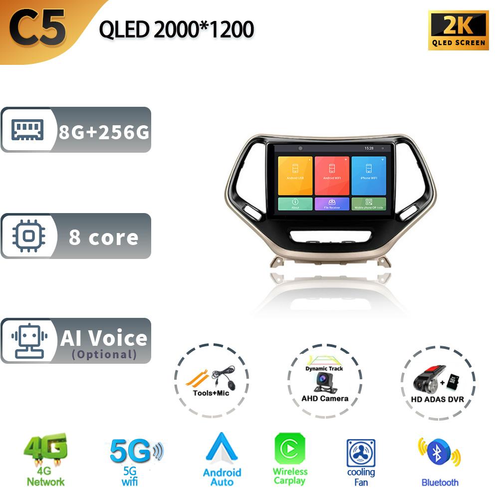 Android13 For Jeep Cherokee 5 KL 2014 - 2018 Multimedia Navigation GPS 4G WIFI Auto Radio Player Car Stereo Carplay Radio Screen