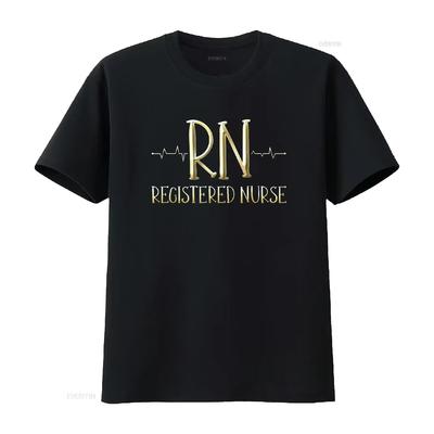 Gold Rn Registered Nurse Nursing Heartbeat Design T Shirt Vintage Washed Streetwear Comfortable Unisex Homme Soft Fashion