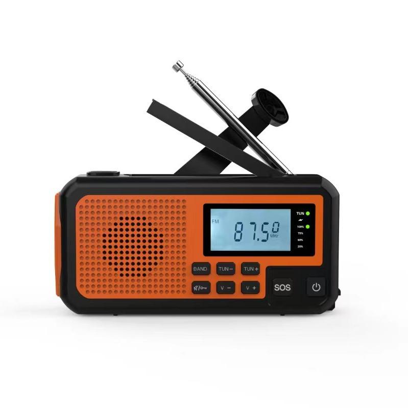 Multifunctional Solar Hand-Cranked Emergency Radio with Flashlight and Power Bank