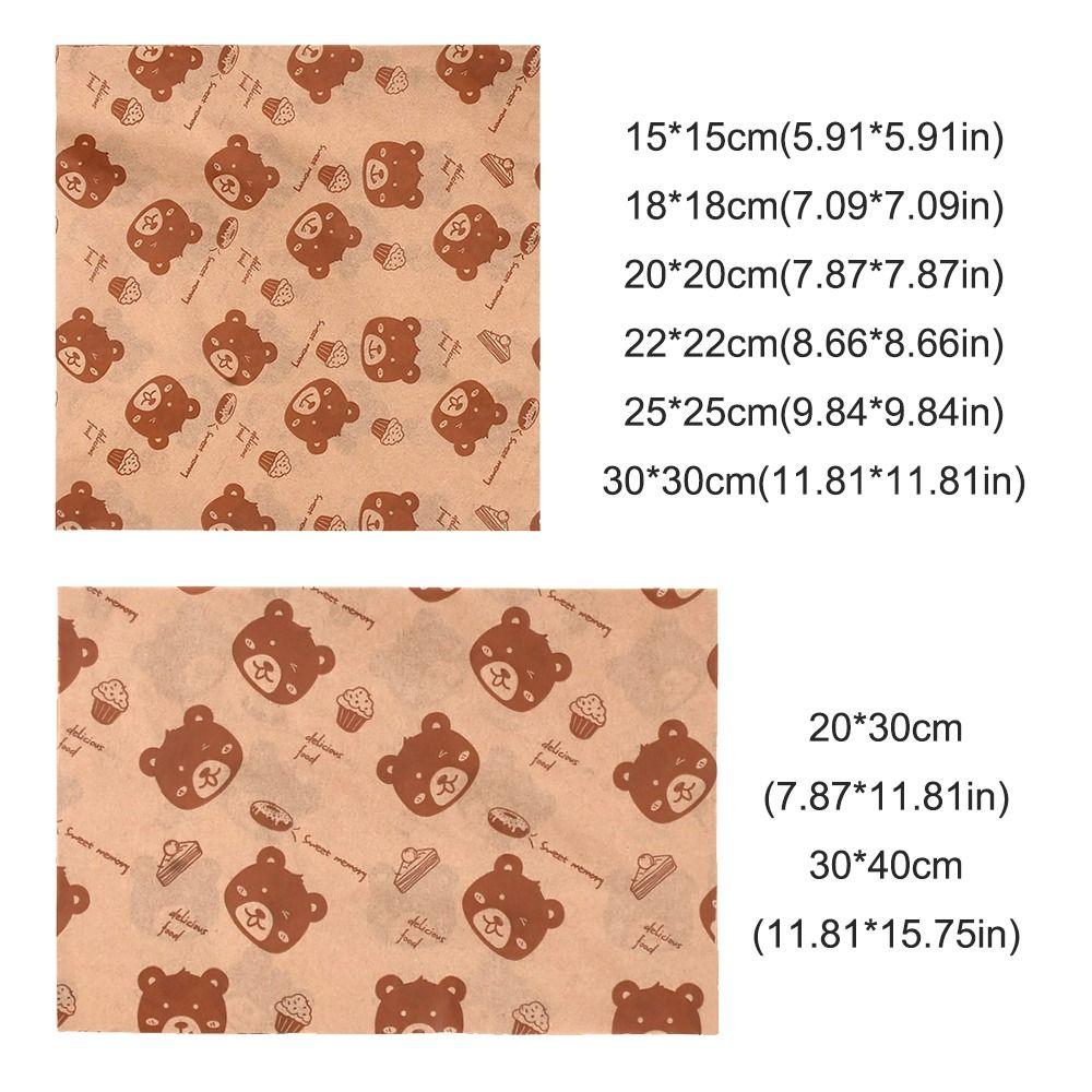 50PCS Food Grade Fried Food Wrapping Paper Oil Resistant Sandwich Packaging Paper Oil-Proof Paper