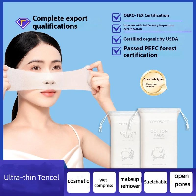 50/100Pcs Stretchable Open-Type Wet Compress Pads – Ultra-Thin Cotton Pads for Facial Moisturizing and Makeup Removal