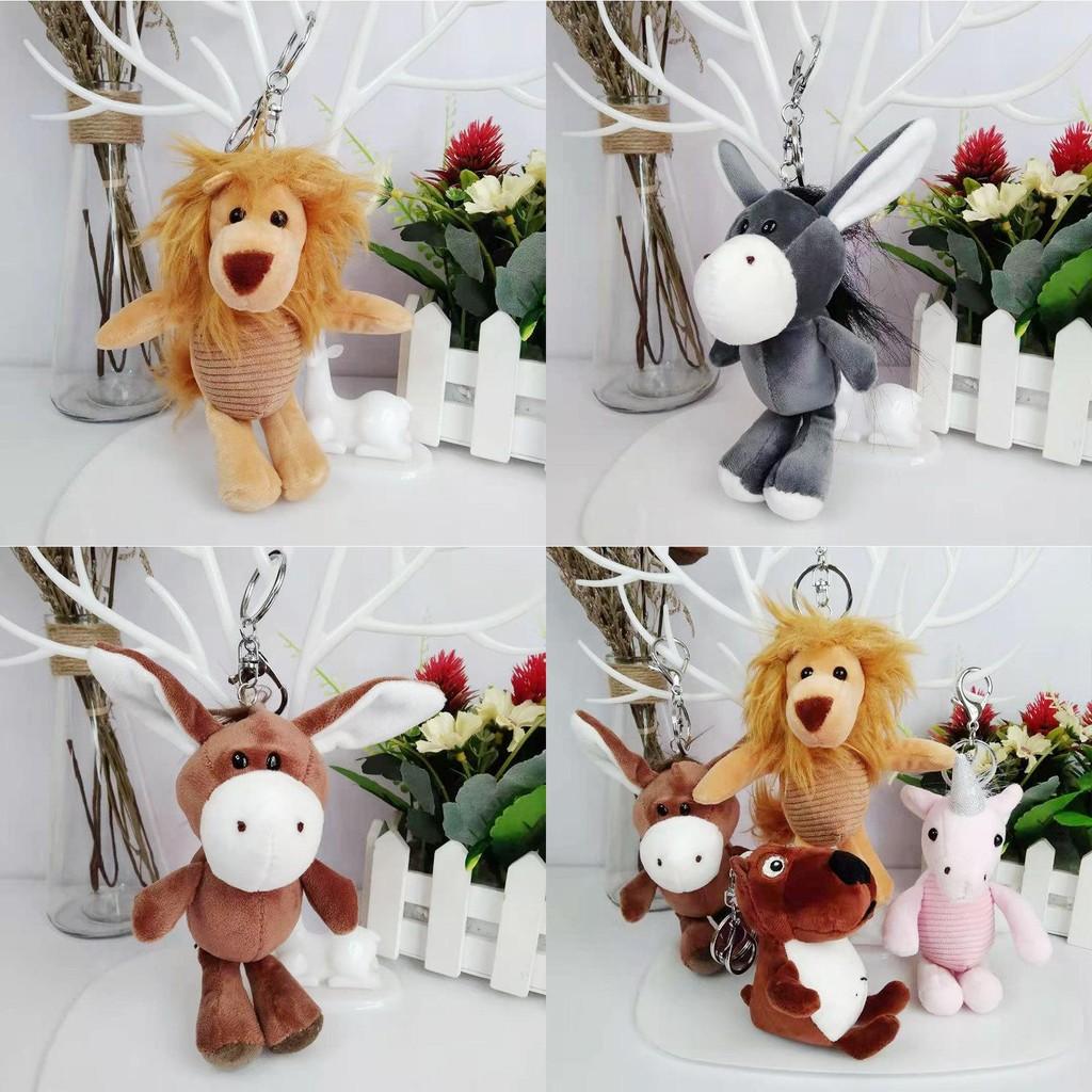 Cute Creative Animal Plush Keychain Adorable Lion Elephant Cartoon Toy Gift For Kids