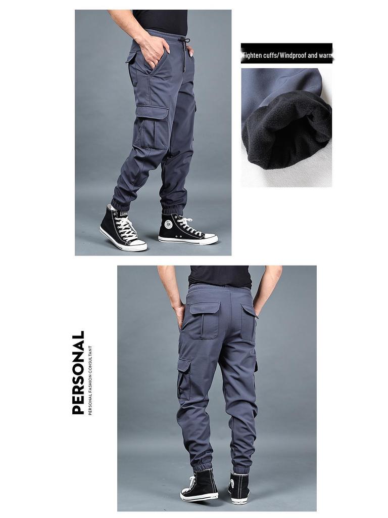 Men's Autumn/Winter Loose Overalls: Trendy, Plus-Size, Velvet-Lined, Thickened Casual Sports Pants