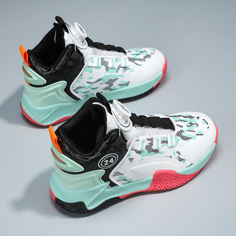 Pantofi noi de baschet pentru băieți pantofi pentru copii piele combat profesional pantofi de alergare buton rotativ antiderapanți pantofi sport