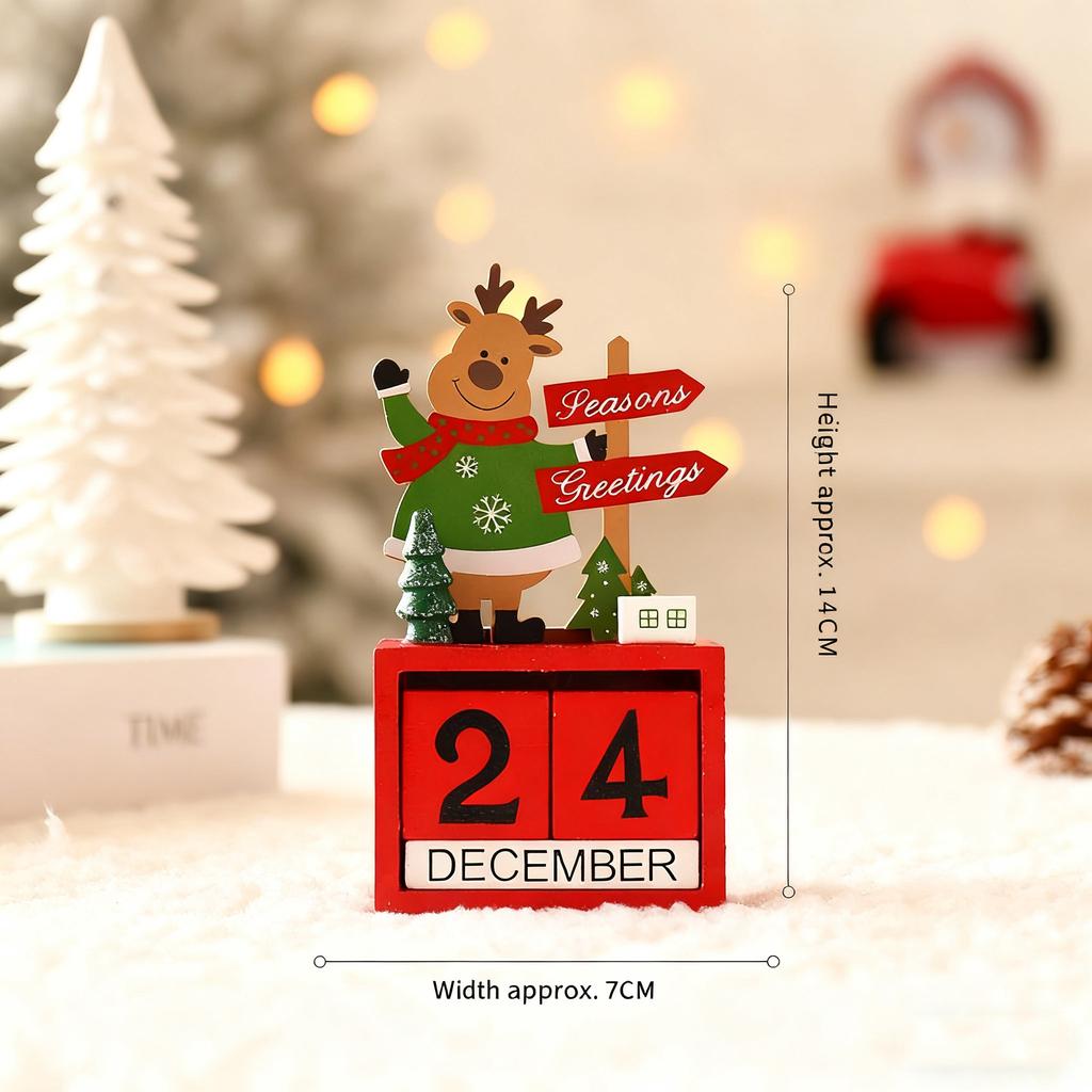 Santa Claus Christmas Tree Gift Wooden Calendar Desktop Decoration Ornaments Wooden Calendar Ornaments For Home Decoration