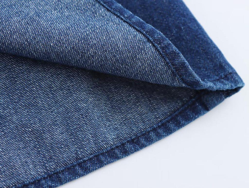 2025 Spring Strapless Women's Blue Denim Off-Shoulder Long Dress with a Straight Neckline and Wide Hem