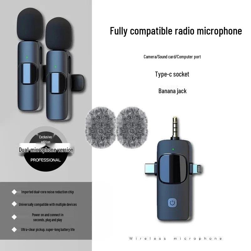 K15 Wireless Lavalier Microphone - 3-in-1 Noise Reduction Mic for Android, Video, Live Streaming (3.5mm)