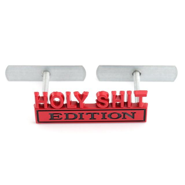 1Pc 3D Metal Holy Shit Edition Logo Car Front Grille Badge Side Fender Rear Trunk Emblem Sticker Decal