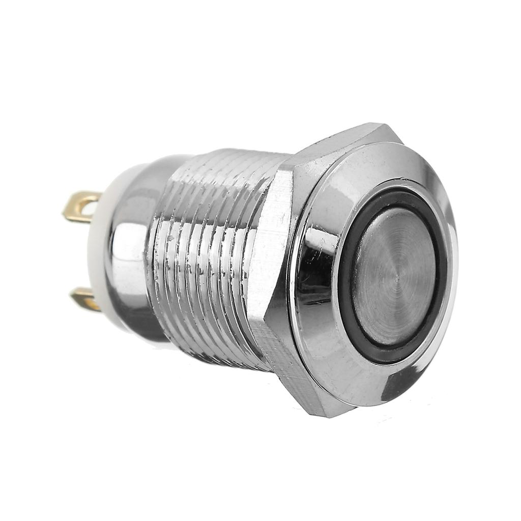 12mm LED Push Button Switch 12V 4Pin Silver Momentary Self-Locking Switches Waterproof