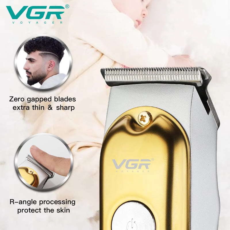 VGR Mini Lightweight Hair Clipper Cordless Electric Hair Clipper Professional Electronic Digital Display Hair Clipper Men's Trimmer