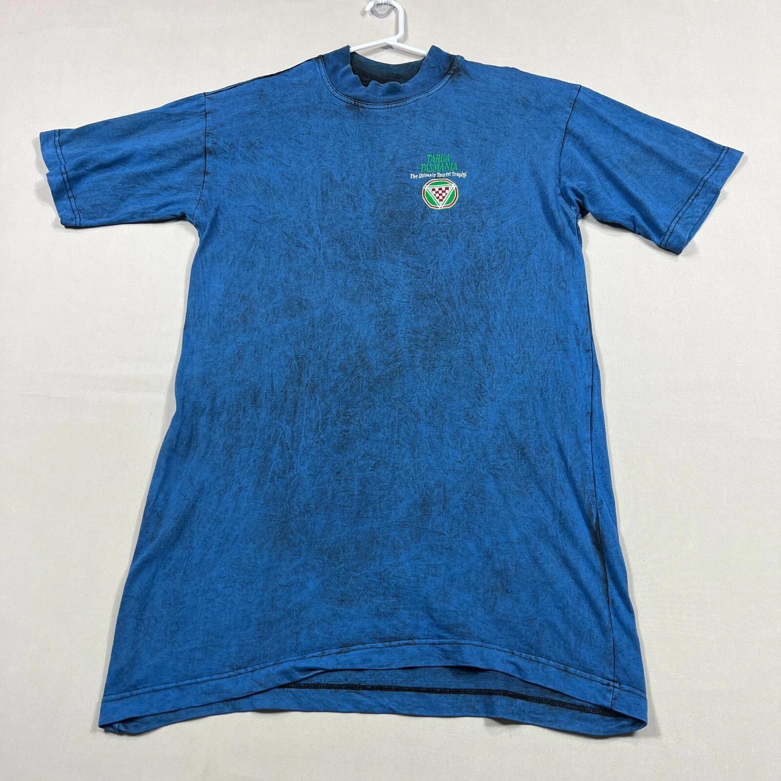 

Vintage Targa Tasmania Blue Rally Australia 90s Acid Wash T Shirt Mens Medium M 2XL