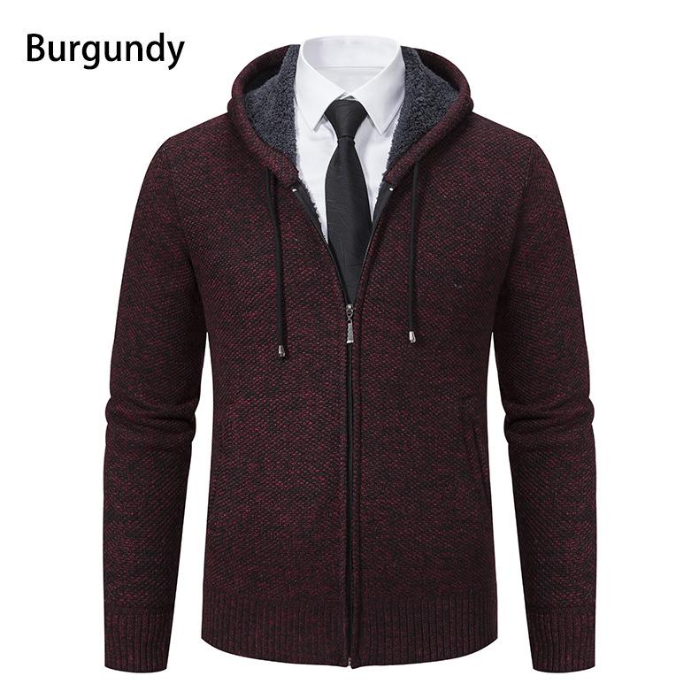 Men's Hooded Cardigan Sweater - Autumn/Winter Knit, Plus Velvet, Casual Outerwear