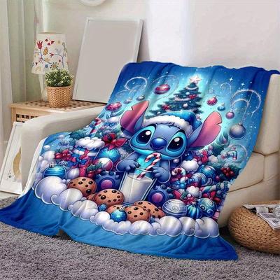 1pc Stitch Printing Blanket - Soft, All-Season Throw for Office Blanket,Personalized Gift with Adorable Cartoon Design