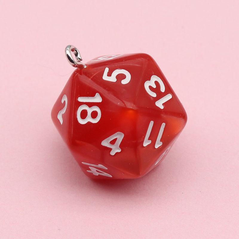 20-Sided Pearl Acrylic Dice Shaker Bag Keychain Pendant for DIY Jewelry