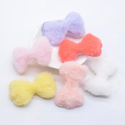 12Pcs 55*35mm Soft Plush Furry Bow Tie Applique Scrapbooking DIY Costura em Patches Decoração de Casa Acessórios Ornamento Suprimentos