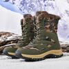 Army Green Camo High-Top Fleece-Lined Snow Boots for Men – Plus Size, Thick-Soled, Warm Winter Footwear