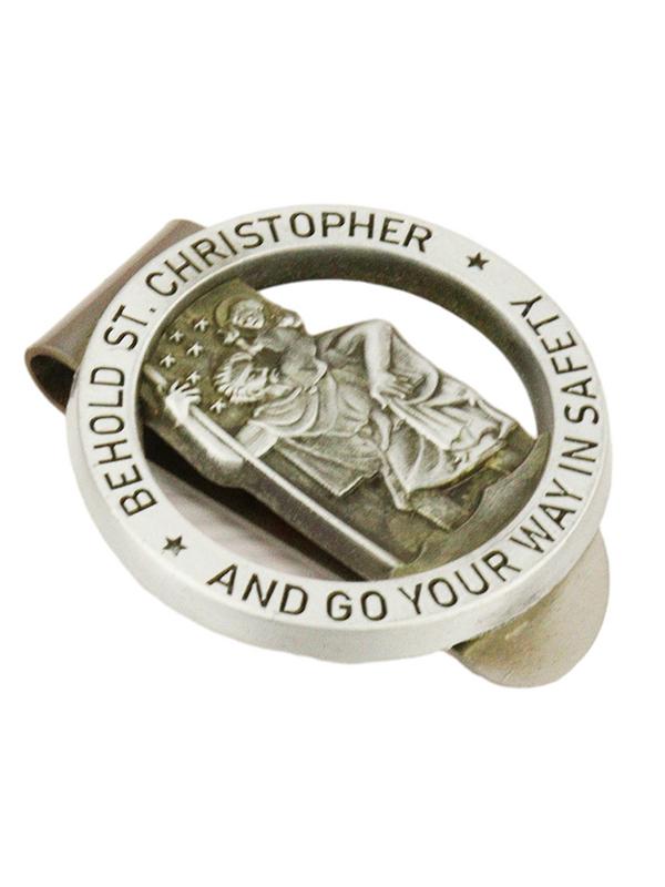 St Christopher MedalFor Car Saint Christopher Visor Clip Catholic Visor Clips For Cars Driving Decorations
