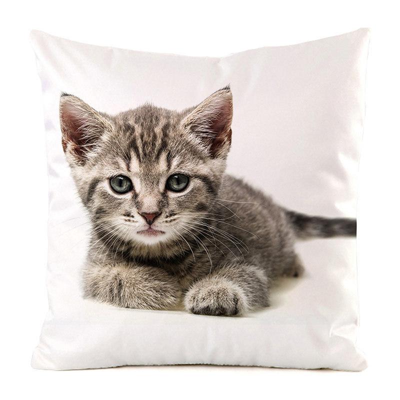 The cute cats from Northern Europe Digital printing short plush pillow covers for car sofa office cushion cover home goods