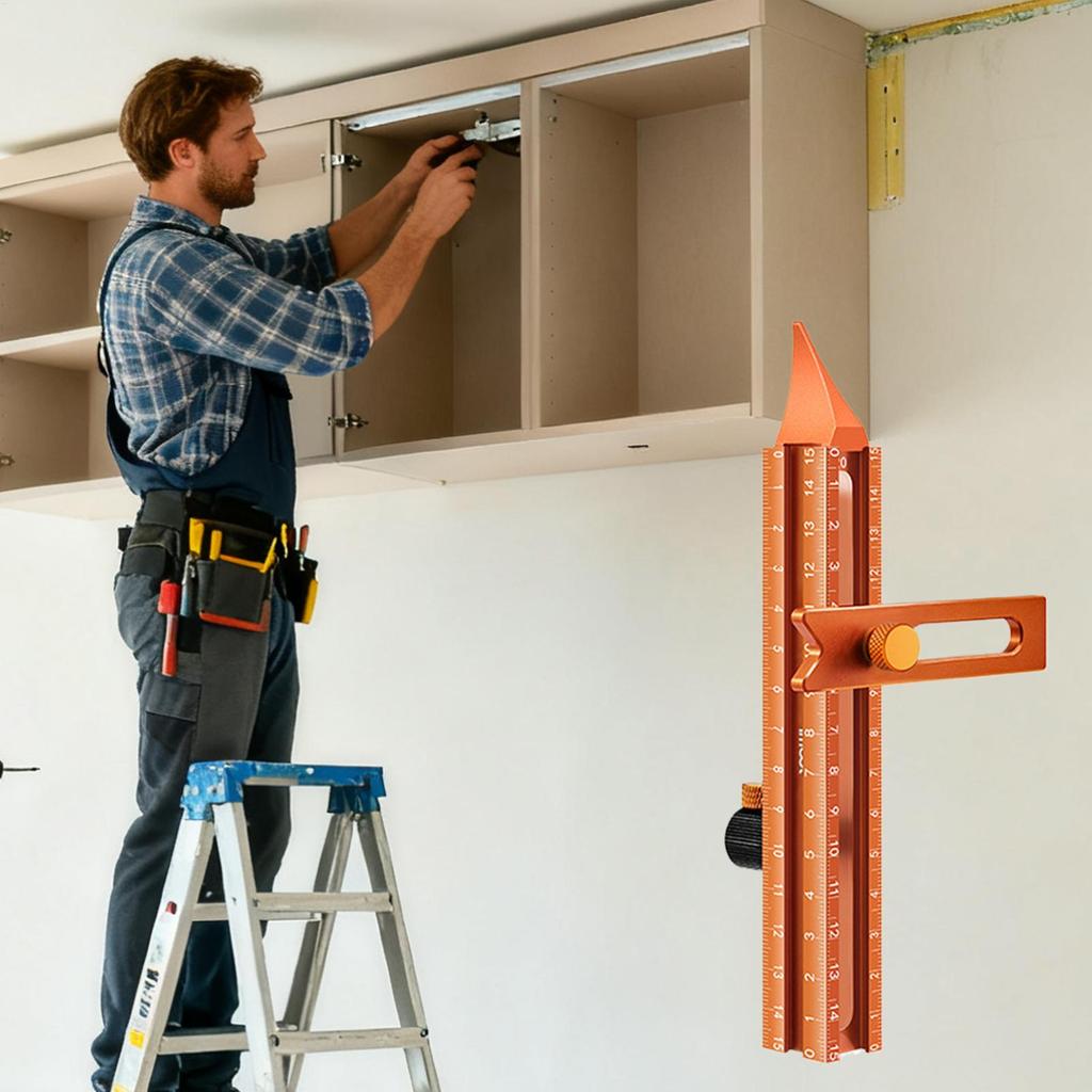 Woodworking Ruler 4-Sided Magnetic Tool Metal Precision Ruler for Carpenter Carpentry Construction Miter Cutting Working Tile