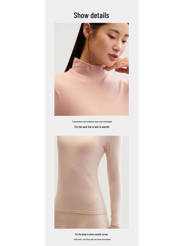 Women's Slim Fit Cotton Mid-Neck Winter Warm Base Layer Top