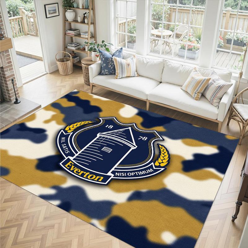Everton Football Design Crystal Velvet Carpet Cozy Non?Slip Printed Rug For Bedroom Living Room Entrance