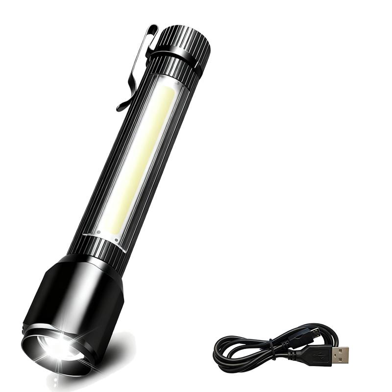 Rechargeable Zoom LED Flashlight Handheld Torch with 3 Modes Waterproof High Power Light Hand Lamp For Working Outdoor Camping