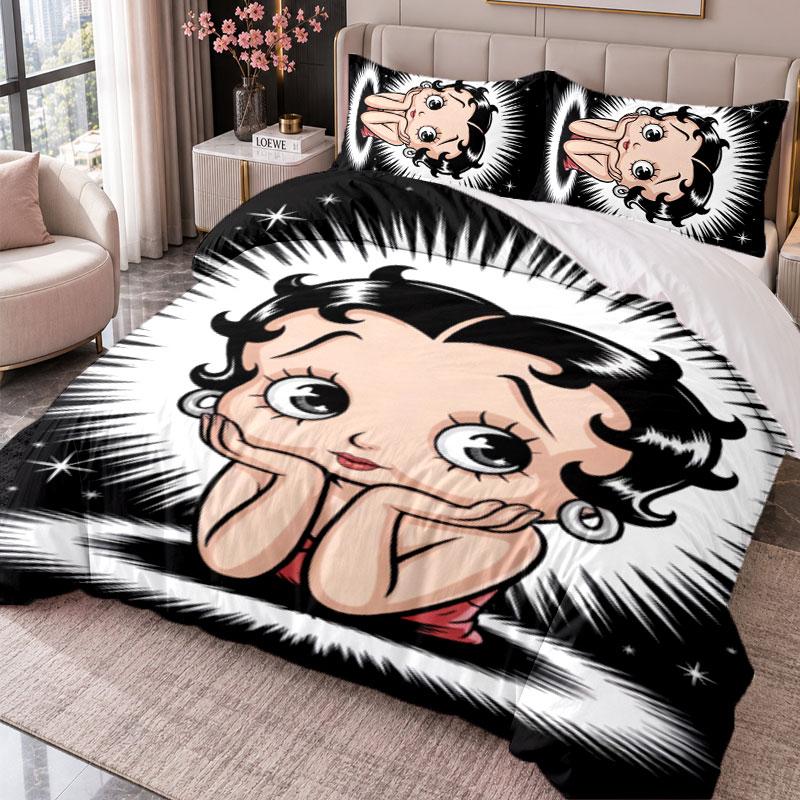 Betty Boop 3Pcs Bedding Set Duvet Cover With Two Pillowcases For Bedroom Home Decoration