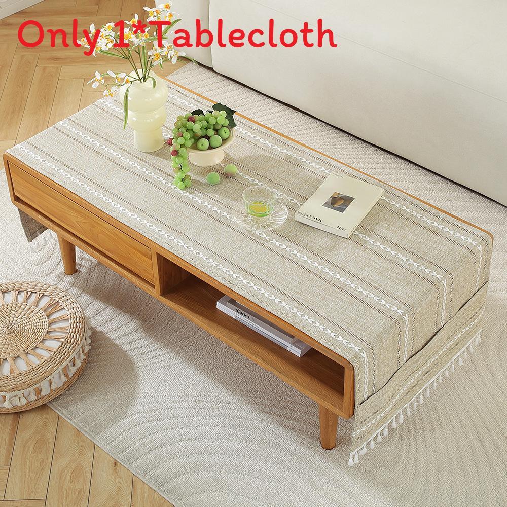 Nordic Home Modern Cotton Linen Rectangular Tablecloth With Non Slip Back For Living Room Decor