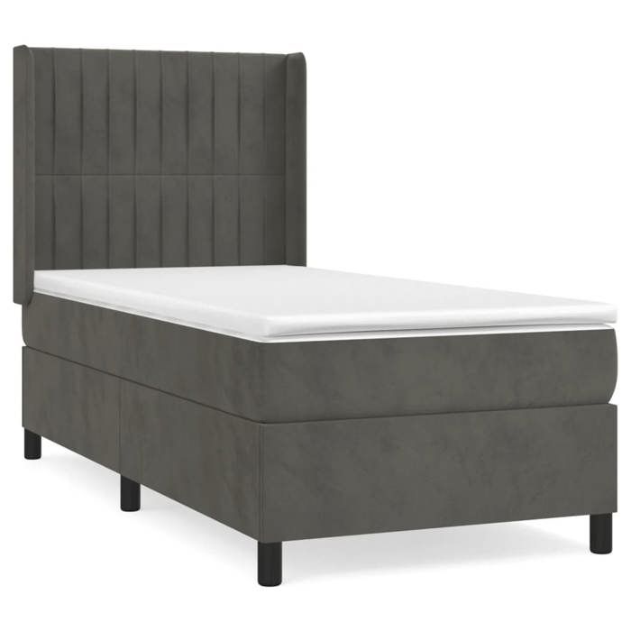 Maison Exclusive - Sommier à lattes de lit et matelas Gris foncé 90x190 cm Velours