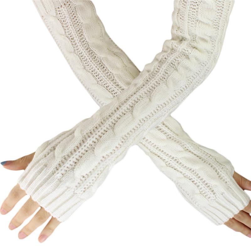 Hemp Flowers  Fingerless Knitted Long Gloves  
