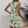 Damen ärmelloses Blumenmuster Kleid Lässig Rundhalsausschnitt Sommerkleid Leicht Bequem Sitzendes Kleid für den täglichen Gebrauch Strandurlaub