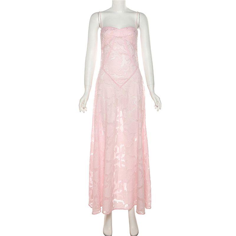 

Fashion Fashion Sexy Slim-Fit Evening Dress Sling Dress Long Dress Sexy Strap Maxi Dress Pink S
