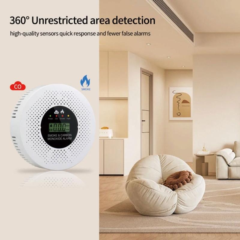 Advanced 2 In 1 Carbon Monoxide Smokes Detectors Featuring Real Time Display & High Accuracy Sensors for Household