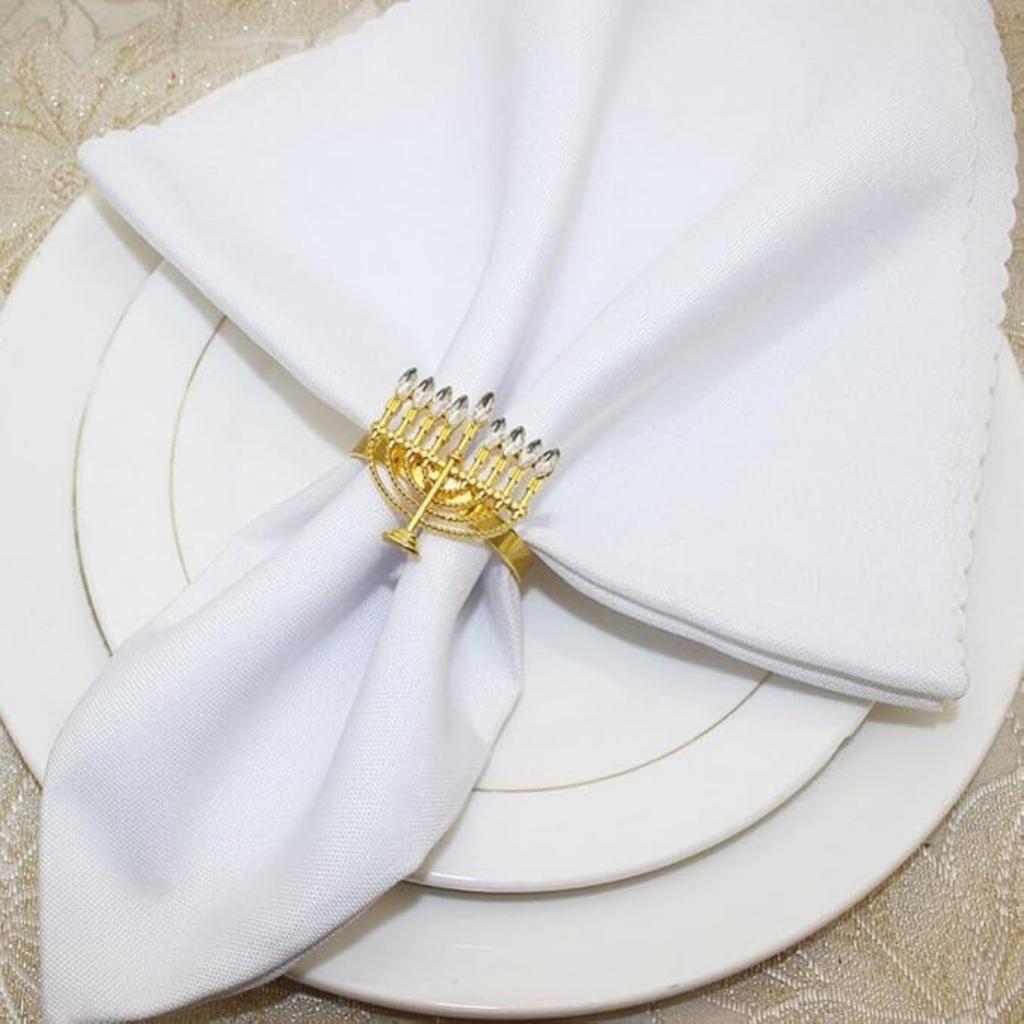 1pc Hanukkah Napkin Rings Chanukah Menorah Napkin Holders Jerusalem Serviette Buckle Holder for Hanukkah Holiday Dinner Party Wedding Decor Golden