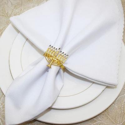 Golden Hanukkah Napkin Rings Chanukah Menorah Napkin Holders Jerusalem Serviette Buckle Holder for Hanukkah Holiday Dinner Party Wedding Decor
