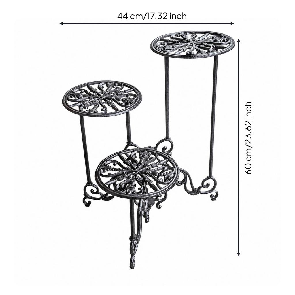 Iron Plant Stand Openwork Design Ornamental Potted Floor-Standing