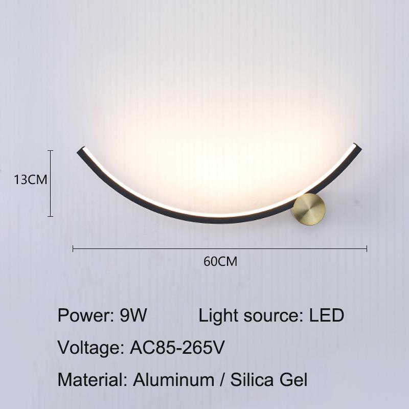 

Длинный настенный светильник для помещений, креативный S-образный светильник для спальни, скандинавский современный простой светильник, роскошный фон для гостиной, настенные светильники Cool White(5500-7000K) чёрный